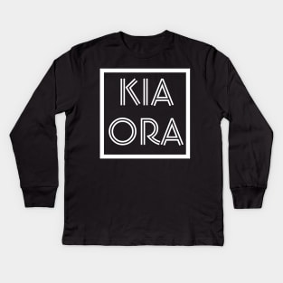 Kia Ora Aotearoa New Zealand Kids Long Sleeve T-Shirt